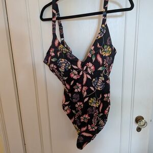 Boden Black Floral Swimsuit